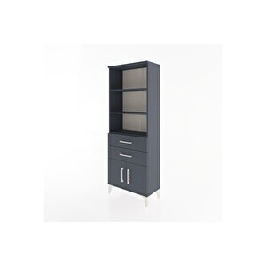 Arges Dolap 3 Raflı 2 Çekmeceli 2 Kapaklı 60x30x163 Antrasit-antrasit