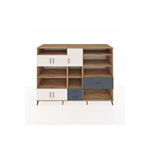 Kronos Dolap 13 Raflı 3 Çekmeceli 5 Kapaklı 220x59x163 Çam-aytaşı/antrasit