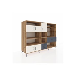 Kronos Dolap 13 Raflı 3 Çekmeceli 5 Kapaklı 220x59x163 Çam-aytaşı/antrasit