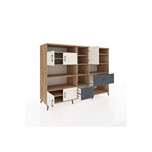 Kronos Dolap 13 Raflı 3 Çekmeceli 5 Kapaklı 220x59x163 Çam-aytaşı/antrasit