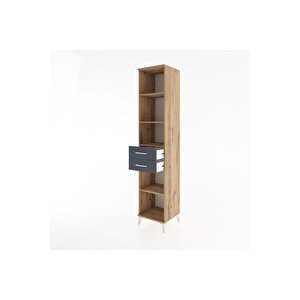 Hyperion Dolap 4 Raflı 2 Çekmeceli 44x44x221 Çam-antrasit