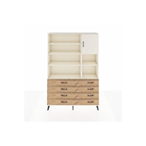 Arges Dolap 8 Raflı 8 Çekmeceli Tek Kapaklı  132x30x195 Aytaşı-aytaşı/çam