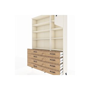 Arges Dolap 8 Raflı 8 Çekmeceli Tek Kapaklı  132x30x195 Aytaşı-aytaşı/çam