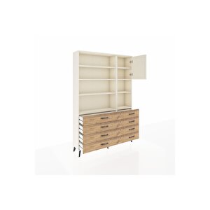 Arges Dolap 8 Raflı 8 Çekmeceli Tek Kapaklı  132x30x195 Aytaşı-aytaşı/çam