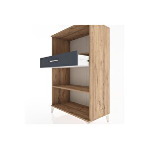 Hyperion Dolap 2 Raflı Tek Çekmeceli 88x44x134 Çam-antrasit