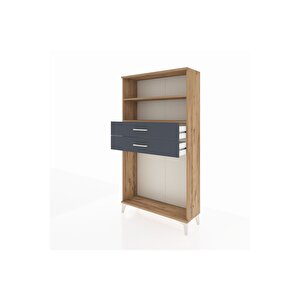 Arges Dolap 2 Raflı 2 Çekmeceli 88x30x163 Çam-antrasit