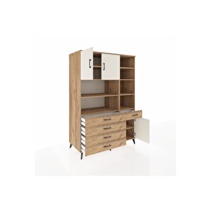 Kronos Dolap 9 Raflı 5 Çekmeceli 3 Kapaklı 132x59x195 Çam-aytaşı/çam