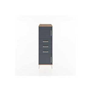 Hyperion Dolap Tek Raflı 3 Çekmeceli 2 Kapaklı 44x44x134 Çam-antrasit