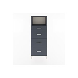 Arges Dolap Tek Raflı 4 Çekmeceli 60x30x163 Antrasit-antrasit