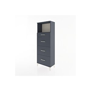 Arges Dolap Tek Raflı 4 Çekmeceli 60x30x163 Antrasit-antrasit