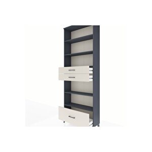 Arges Dolap 5 Raflı 3 Çekmeceli 88x30x243 Antrasit-aytaşı