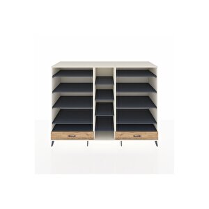 Kronos Dolap 14 Raflı 2 Çekmeceli  220x59x163 Aytaşı-antrasit/çam