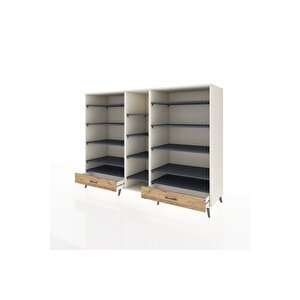 Kronos Dolap 14 Raflı 2 Çekmeceli  220x59x163 Aytaşı-antrasit/çam