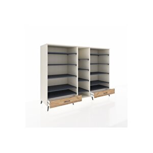 Kronos Dolap 14 Raflı 2 Çekmeceli  220x59x163 Aytaşı-antrasit/çam