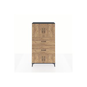 Arges Dolap 2 Raflı 2 Çekmeceli 4 Kapaklı 88x30x163 Antrasit-çam