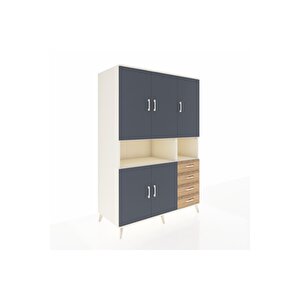 Kronos Dolap 7 Raflı 4 Çekmeceli 5 Kapaklı 132x59x195 Aytaşı-antrasit/çam