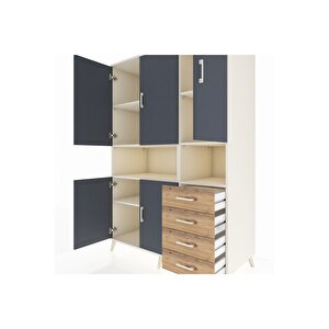 Kronos Dolap 7 Raflı 4 Çekmeceli 5 Kapaklı 132x59x195 Aytaşı-antrasit/çam