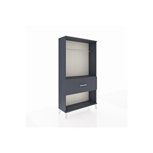 Arges Dolap Tek Raflı Tek Çekmeceli Tek Askılı 88x30x163 Antrasit-antrasit