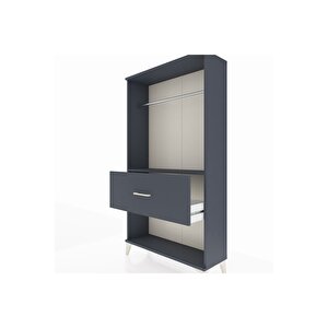 Arges Dolap Tek Raflı Tek Çekmeceli Tek Askılı 88x30x163 Antrasit-antrasit