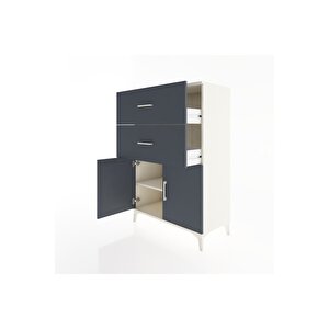 Hyperion Dolap Tek Raflı 2 Çekmeceli 2 Kapaklı 88x44x134 Aytaşı-antrasit