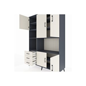 Hyperion Gardrop 9 Raflı 3 Çekmeceli 5 Kapaklı 132x44x195 Antrasit-aytaşı