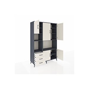 Hyperion Gardrop 9 Raflı 3 Çekmeceli 5 Kapaklı 132x44x195 Antrasit-aytaşı