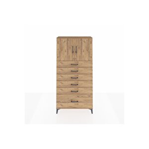 Arges Dolap 2 Raflı 6 Çekmeceli 2 Kapaklı 88x30x182 Çam-çam