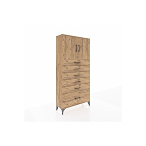 Arges Dolap 2 Raflı 6 Çekmeceli 2 Kapaklı 88x30x182 Çam-çam