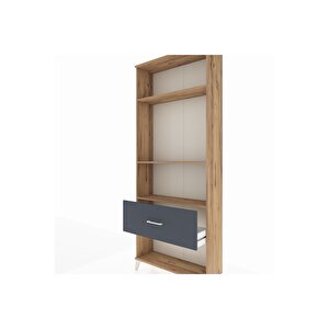 Arges Dolap 3 Raflı Tek Çekmeceli 88x30x221 Çam-antrasit