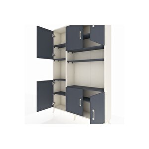 Arges Gardrop 9 Raflı 6 Kapaklı 132x30x195 Aytaşı-antrasit