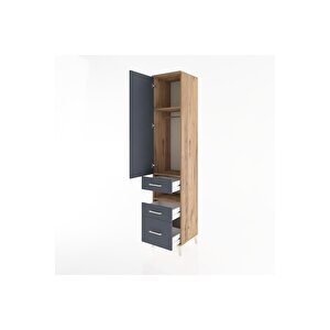 Hyperion Dolap 3 Raflı 3 Çekmeceli Tek Askılı 44x44x221 Çam-antrasit