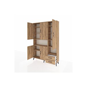 Arges Gardrop 10 Raflı 2 Çekmeceli 5 Kapaklı 132x30x195 Çam-çam