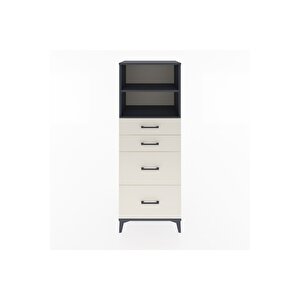 Hyperion Dolap 2 Raflı 4 Çekmeceli 60x44x163 Antrasit-aytaşı