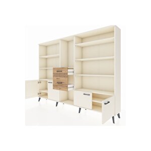 Arges Dolap 10 Raflı 2 Çekmeceli 4 Kapaklı 220x30x163 Aytaşı-aytaşı/çam