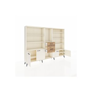 Arges Dolap 10 Raflı 2 Çekmeceli 4 Kapaklı 220x30x163 Aytaşı-aytaşı/çam