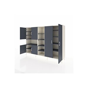 Hyperion Dolap 13 Raflı 6 Kapaklı 220x44x163 Aytaşı-antrasit