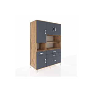 Kronos Dolap 9 Raflı 4 Çekmeceli 4 Kapaklı 132x59x195 Çam-antrasit/antrasit