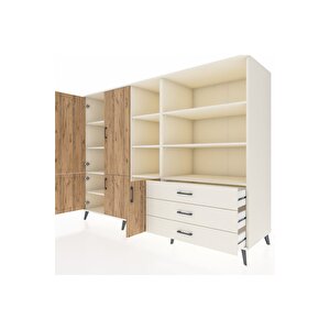 Kronos Dolap 11 Raflı 3 Çekmeceli 5 Kapaklı 220x59x163 Aytaşı-çam/aytaşı