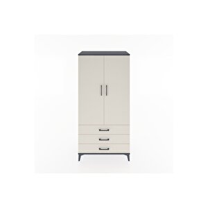 Hyperion Dolap Tek Raflı 3 Çekmeceli Tek Askılı 88x44x182 Antrasit-aytaşı