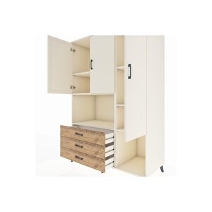 Kronos Dolap 6 Raflı 3 Çekmeceli 3 Kapaklı 132x59x195 Aytaşı-aytaşı/çam