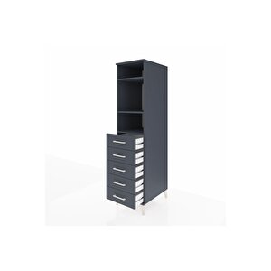 Kronos Dolap 3 Raflı 5 Çekmeceli 44x59x182 Antrasit-antrasit