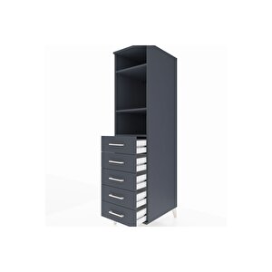 Kronos Dolap 3 Raflı 5 Çekmeceli 44x59x182 Antrasit-antrasit