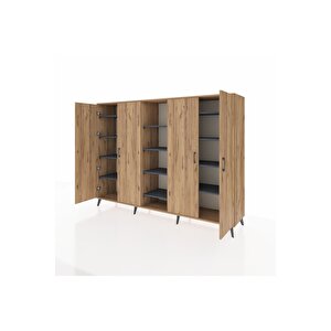 Hyperion Dolap 12 Raflı 4 Kapaklı 220x44x163 Çam-çam/antrasit