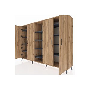 Hyperion Dolap 12 Raflı 4 Kapaklı 220x44x163 Çam-çam/antrasit