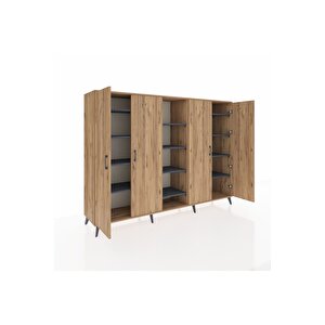 Hyperion Dolap 12 Raflı 4 Kapaklı 220x44x163 Çam-çam/antrasit