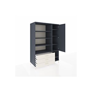 Kronos Dolap 9 Raflı 3 Çekmeceli Tek Kapaklı  132x59x195 Antrasit-antrasit/aytaşı