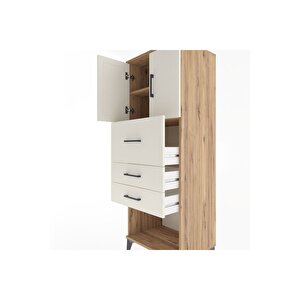 Hyperion Dolap 2 Raflı 3 Çekmeceli 2 Kapaklı 60x44x163 Çam-aytaşı