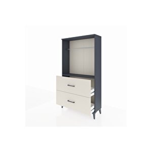 Arges Dolap Tek Raflı 2 Çekmeceli Tek Askılı 88x30x163 Antrasit-aytaşı