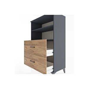 Hyperion Dolap 2 Raflı 2 Çekmeceli 88x44x134 Antrasit-çam