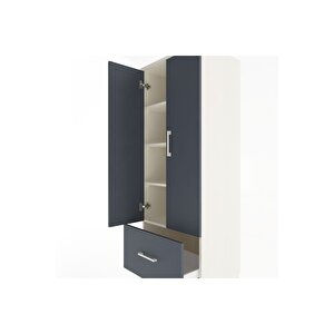 Hyperion Dolap 4 Raflı Tek Çekmeceli 2 Kapaklı 60x44x163 Aytaşı-antrasit